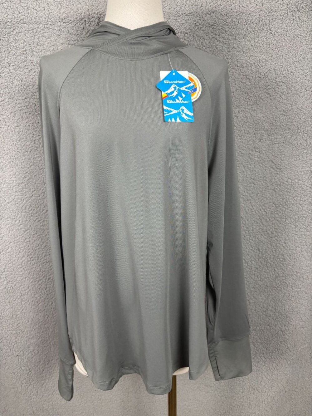 Magcomsen Women's Gray Hooded UPF 50+ Shirt Moisture-Wicking Large New With Tags